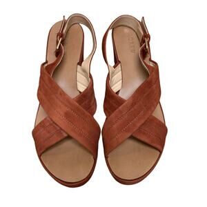J.Crew Suede Platform Wedge Sandals Rust Brown Leather Morocco Size 10.5